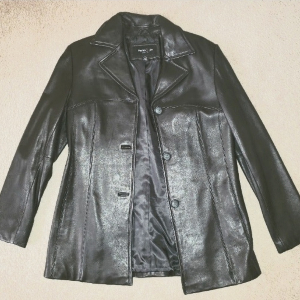 Leather Jacket - Black - Size Small